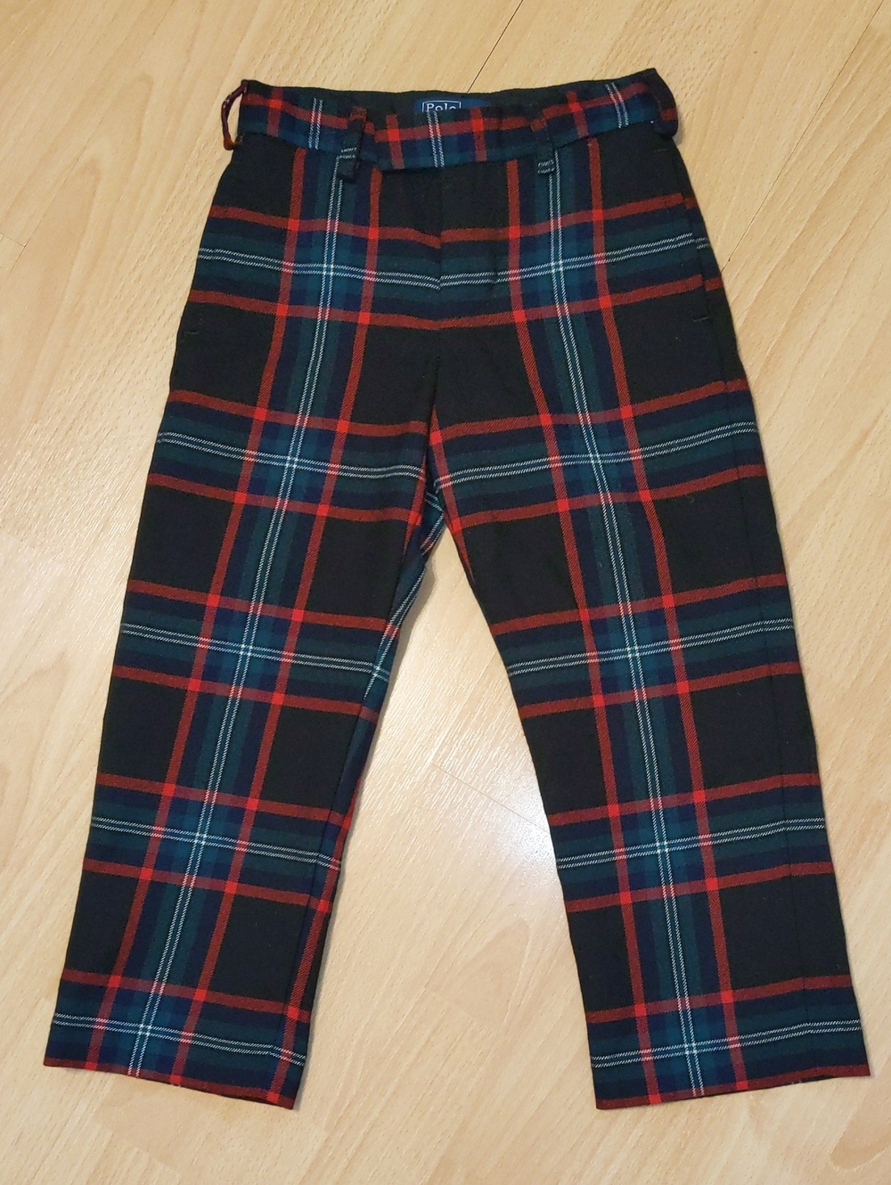 Polo by Ralph Lauren Navy Plaid Wool Pants with Red & Green Windowpane